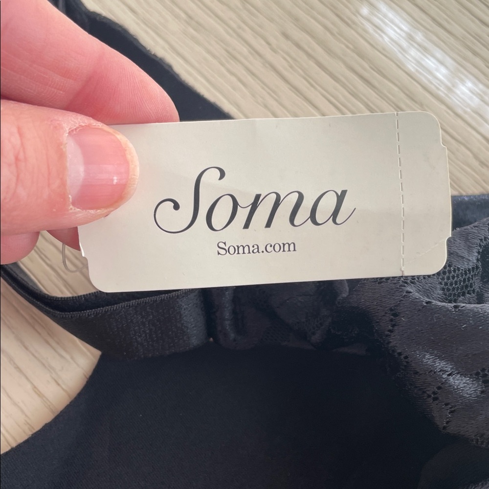 Soma Vanishing Back Black Lace Underwire Front-Closure Bra 36D - Picture 3 of 9